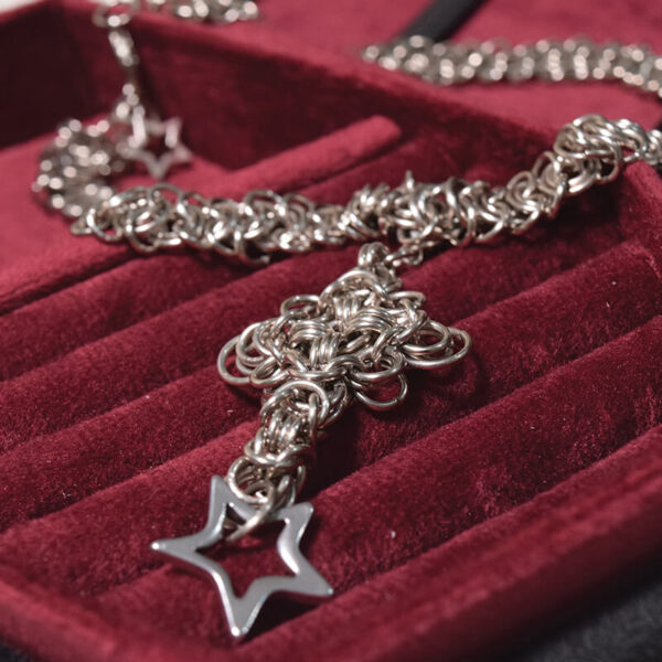 Chainmail Cross Necklace - Image 2